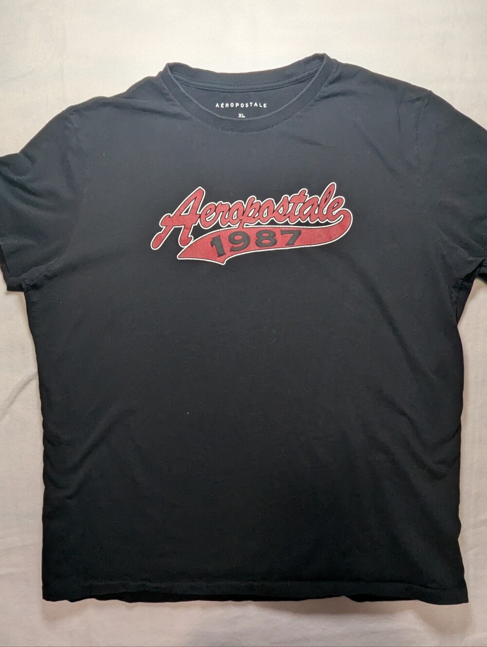 Aeropostale Black Tee with Red 1987 Logo Mens XL 447